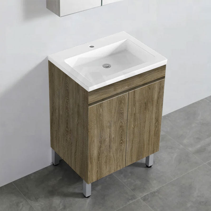 600-1500Mm Freestanding Bathroom Vanity Dark Oak Cabinet Only 600Mm / With Single Bowl Poly Top