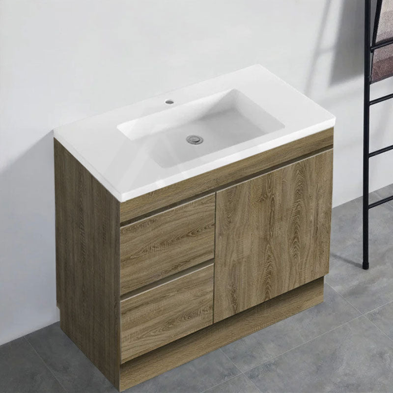 600-1500Mm Freestanding Kickboard Bathroom Vanity Dark Oak Cabinet Only 900Mm(Left Drawer) / With