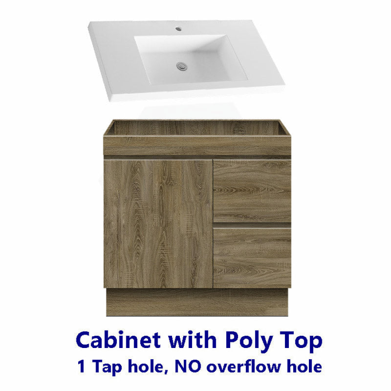 600-1500Mm Freestanding Kickboard Bathroom Vanity Dark Oak Cabinet Only 900Mm(Right Drawer) / With