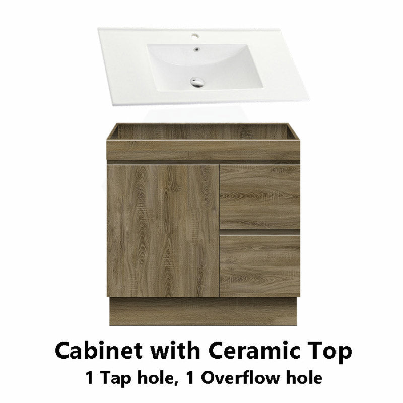 600-1500Mm Freestanding Kickboard Bathroom Vanity Dark Oak Cabinet Only 900Mm(Right Drawer) / With