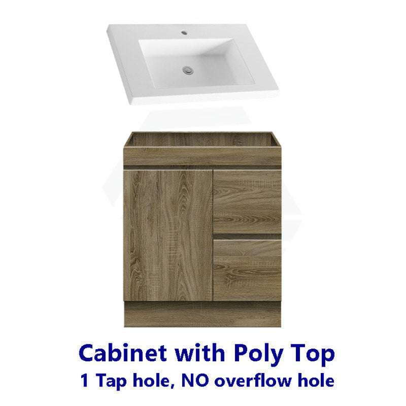 600-1500Mm Freestanding Kickboard Bathroom Vanity Dark Oak Cabinet Only 750Mm(Right Drawer) / With