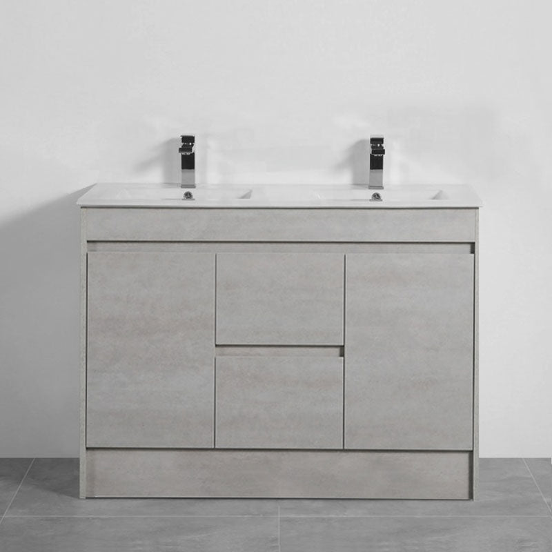 600-1500Mm Freestanding With Kickboard Vanity Concrete Grey Finish Plywood Cabinet Only For Bathroom
