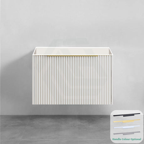 600-1500Mm Thena Wall Hung Plywood Vanity Matt White Linear Surface Single/Double Bowls Cabinet Only