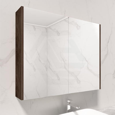 600/750/900/1200/1500mm Dark Oak Wood Grain Pvc Filmed Shaving Cabinet Wall Hung With Mirror 900mm