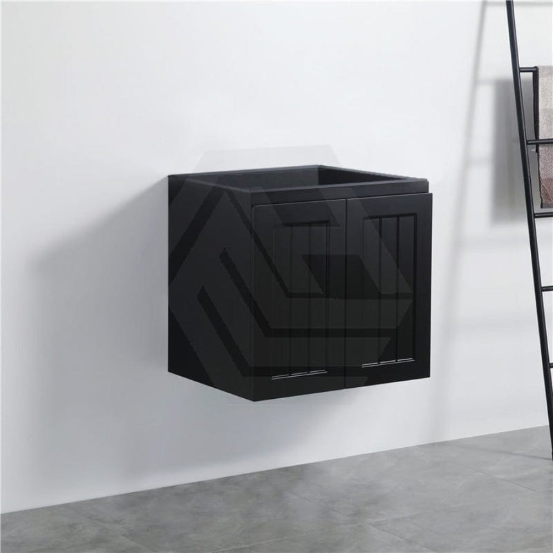 600/750/900/1200/1500Mm Hampton Wall Hung Vanity Pvc Board Matt Black Linear Surface Vanities
