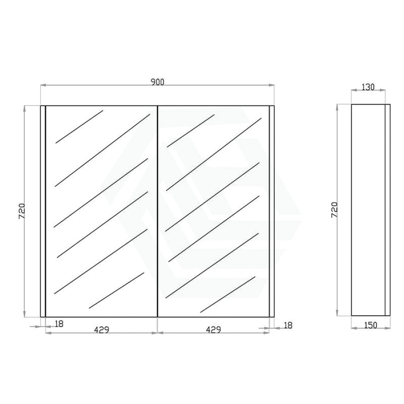 600/750/900/1200/1500Mm White Oak Wood Grain Pvc Filmed Wall Hung Shaving Cabinet 900Mm Cabinets