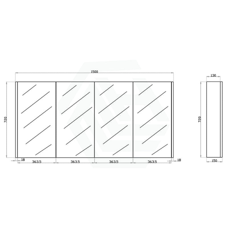 600/750/900/1200/1500Mm White Oak Wood Grain Pvc Filmed Wall Hung Shaving Cabinet 1500Mm Cabinets