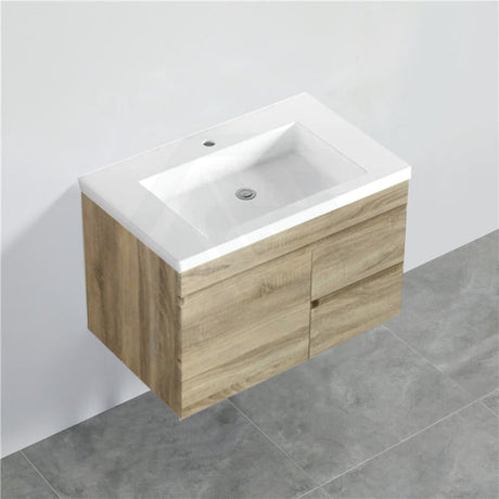 600/750Mm Narrow Berge Wall Hung Bathroom Vanity White Oak Wood Grain Pvc Filmed Cabinet Only