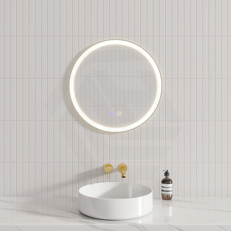 600/800Mm Round Brushed Nickel Framed Led Mirror With Easy Hooks And Dimmer Mirrors
