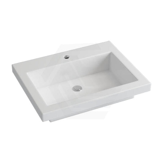 600x460x135mm Poly Top for Bathroom Vanity Single Bowl Matt White 1 Tap hole No Overflow