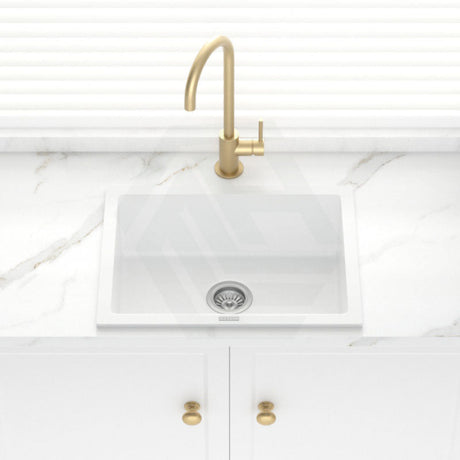 610X457X205mm Carysil White Single Big Bowl Granite Kitchen/ Laundry Sink Top/ Flush/ Under Mount