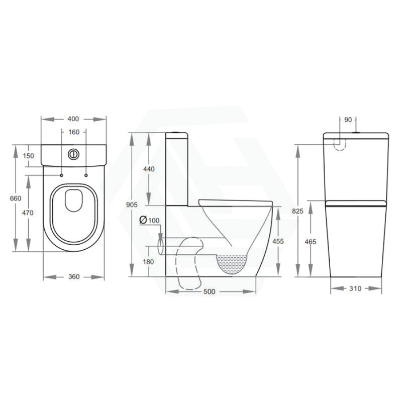 660X395X905Mm Ambulant Toilet Suite Box Rim Back To Wall Back/Left And Right Bottom Inlet Special