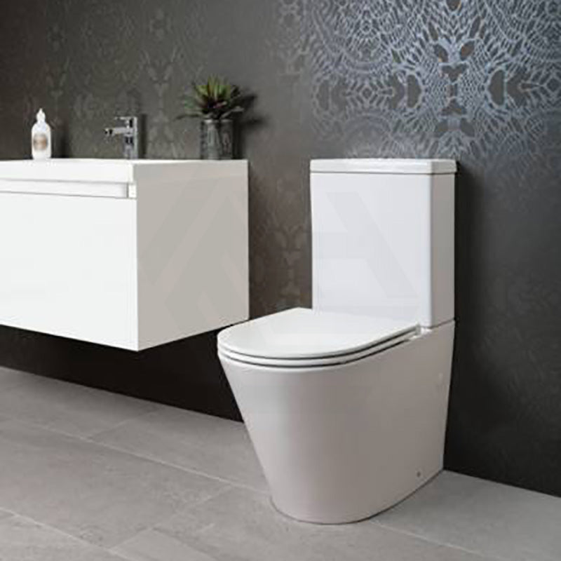 670x360x840mm Bathroom Back To Wall Ceramic Toilet Suite Rimless Slim Low Profile Seat