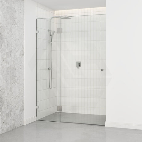 Tempered Glass Frameless Shower Screen Hinges Door Panel 685-995mm Chrome