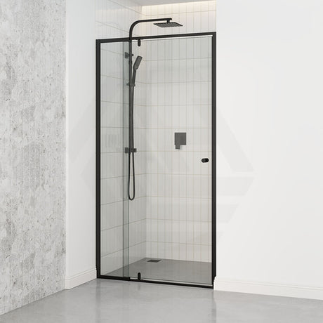 Semi-frameless Shower Screen Wall To Wall Pivotal Door Black