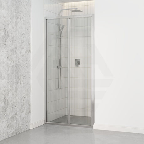700-820X2000Mm Wall To Semi-Frameless Bi-Fold Swing Door Shower Screen Chrome Rail 6Mm Glass Screens