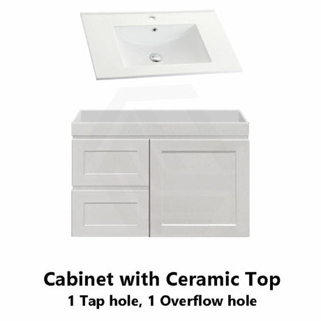 600-1500Mm Miami Wall Hung Bathroom Floating Vanity With Left / Right Drawers Matt White Shaker