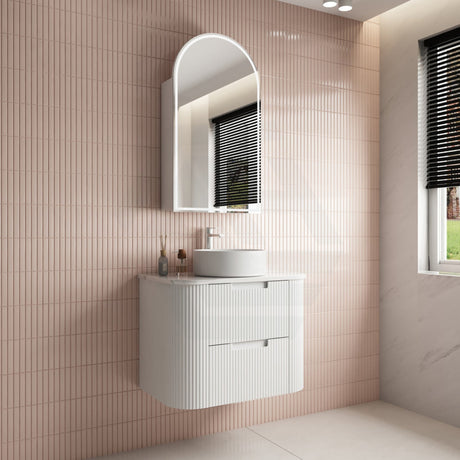 750-1800Mm Aulic Curva Wall Hung Vanity Finger Pull Drawer Timber Plywood Matt White Cabinet Only