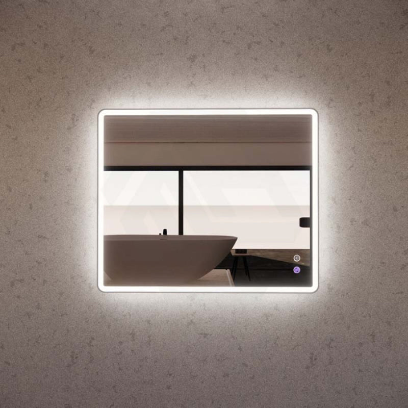 750/800/900/1200Mm Rectangle Brushed Nickel Framed Led Mirror Touch Sensor Horizontal/Vertical