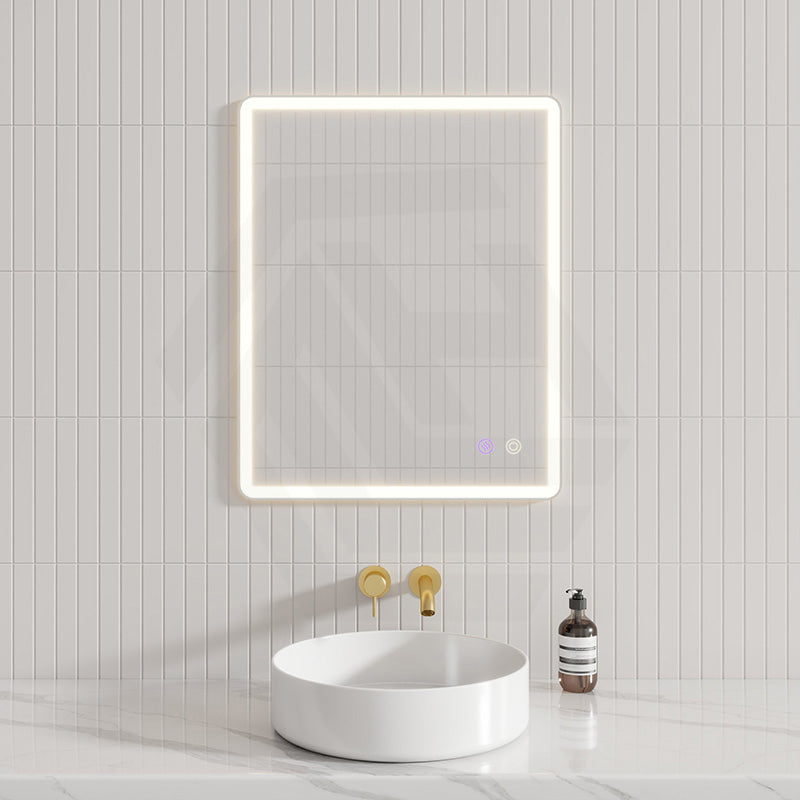 750/800/900/1200Mm Rectangle Brushed Nickel Framed Led Mirror Touch Sensor Horizontal/Vertical