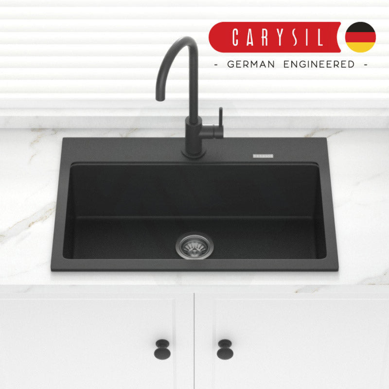 Carysil Granite Kitchen Sink Single Bowl 780mm Black