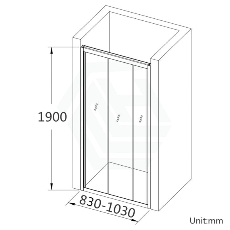 830-1030Mm Wall To Sliding Shower Screen Chrome Framed 3 Panels Doors 6Mm Glass 880Mm Screens