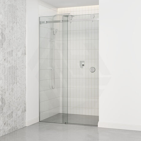 Tempered Glass Wall To Wall Sliding Shower Screen Frameless Round Handle Chrome