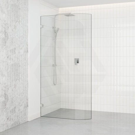 900/1000/1100X2100Mm Frameless Edge Curved Shower Screen Single Door Fixed Panel 10Mm Glass Chrome