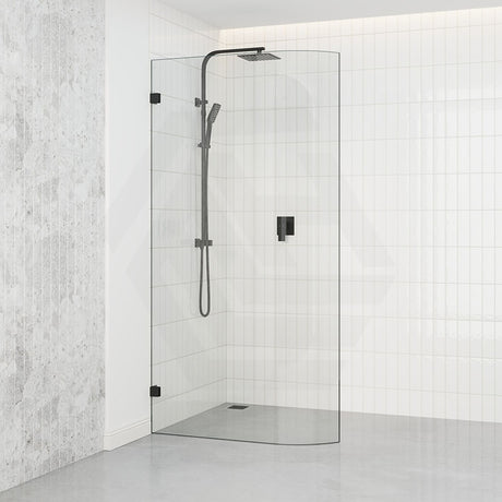 900/1000/1100X2100Mm Frameless Edge Curved Shower Screen Single Door Fixed Panel 10Mm Glass Matt