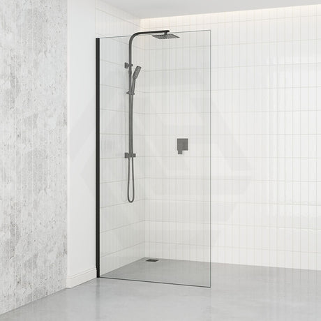 Tempered Glass Frameless Shower Screen Single Fixed Panel Black