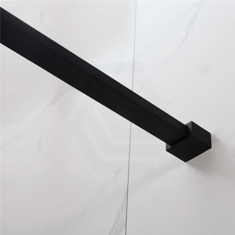900-1000X2000Mm Black Fully Framed Shower Screen Grid Lattice Single Door Fixed Panel Walk-In 6Mm