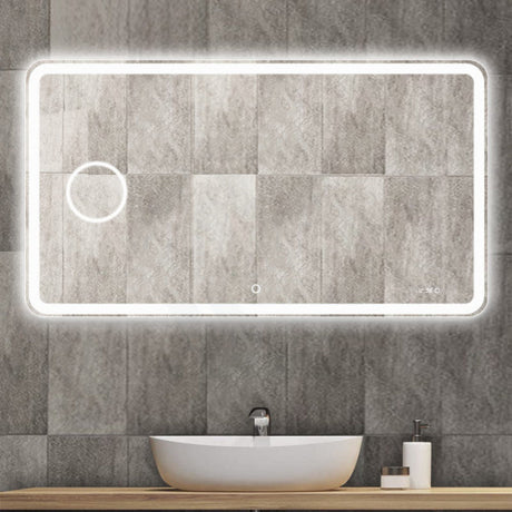 900/1200/1500mm Led Mirror With Magnifier Digital Clock 1500X800mm Rectangle Led Mirrors
