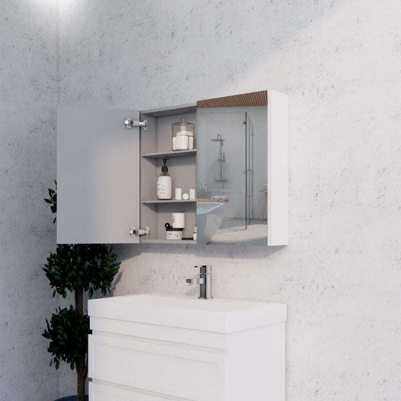 450/600/750/900/1200/1500mm Matt White Pvc Filmed Shaving Cabinet With Copper Free Mirror Wall Hung