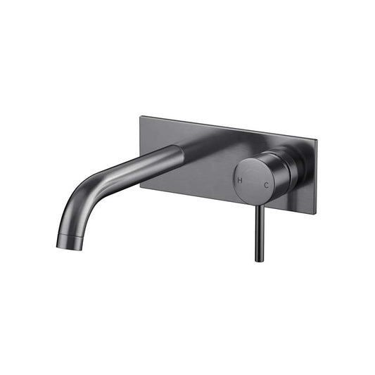M#1(Gunmetal Grey) IKON Hali Round Gunmetal Brass Bathtub/Basin Wall Mixer With Spout Pin Lever
