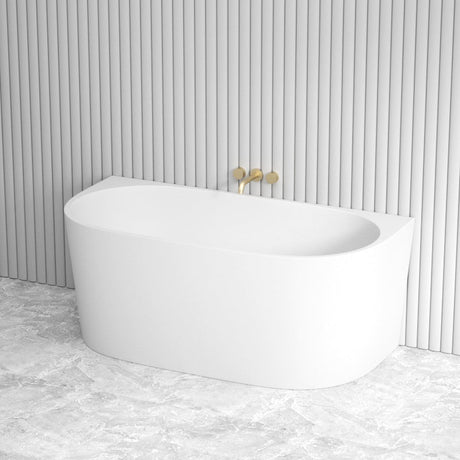 1400/1490/1700mm Elivia Bathtub Back To Wall Acrylic Matt White No Overflow Bathtubs