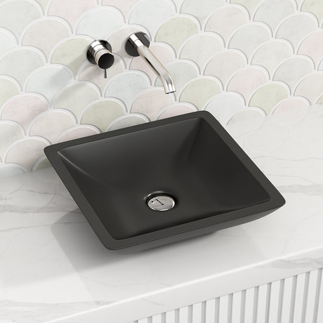 Fienza 420x420x105mm Classique Matt Black Cast Stone Above Counter Basin