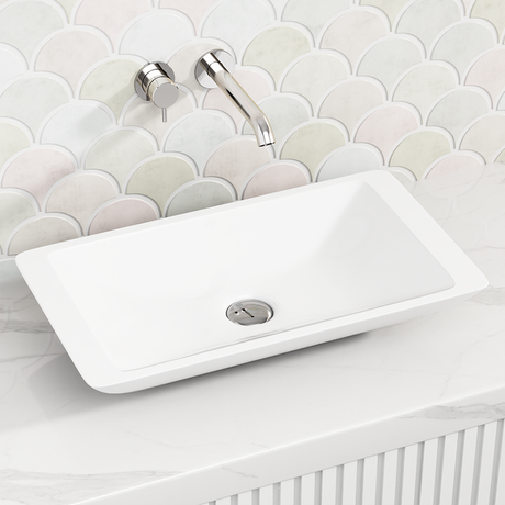 Fienza 600x345x105mm Classique Matt White Cast Stone Above Counter Basin