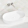 595x375x105mm Oval Above Counter Ceramic Basin Gloss White