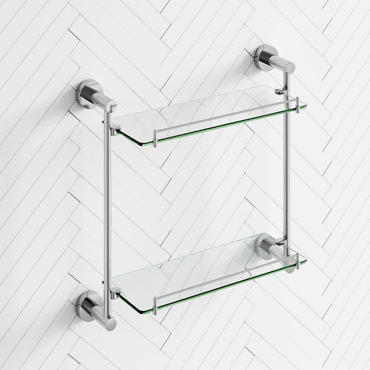 Linkware LOUI Chrome Glass Double Shelf Solid Body