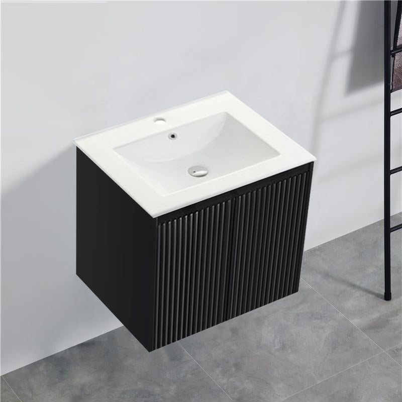 600-1500mm Brindabella Wall Hung Bathroom Floating Vanity Matt Black PVC Board Cabinet ONLY&Ceramic Top Available