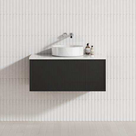 600-1500Mm Kirribilli Wall Hung Bathroom Vanity Matt White Pvc Board Cabinet Only & Ceramic Top