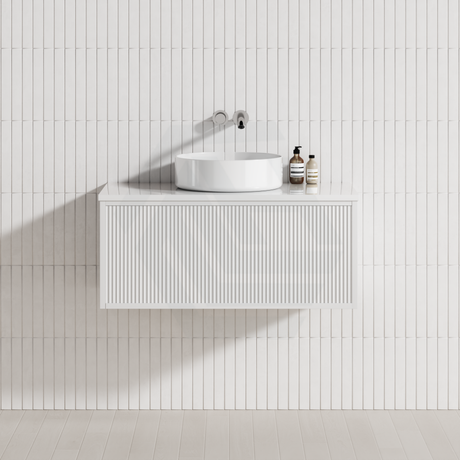 600-1500Mm Kirribilli Wall Hung Bathroom Vanity Matt White Pvc Board Cabinet Only&Ceramic Top