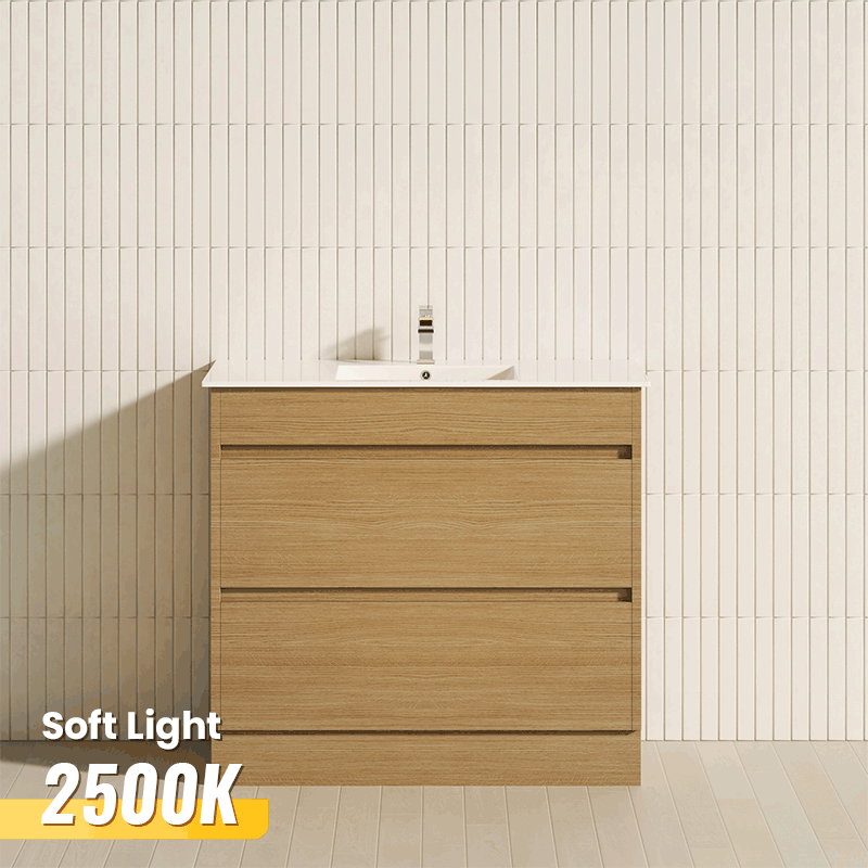 Freestanding Bathroom Floor Vanity Kickboard White Oak MyHomeware