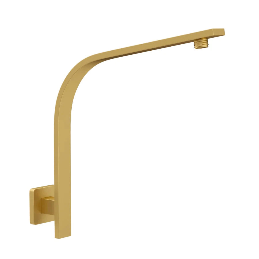 Square Gooseneck Shower Arm Wall Mounted Brushed Gold MyHomeware