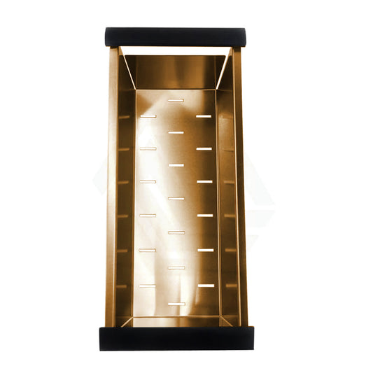 G#1(Gold) 440mm Square Stainless Steel Brushed Gold Colander for Kitchen Sink