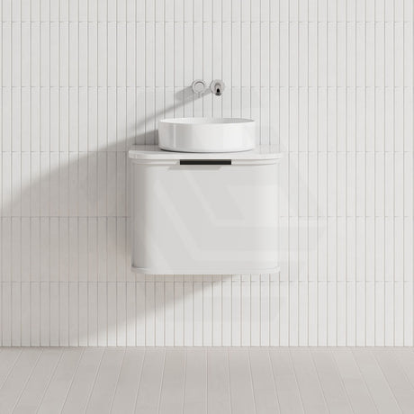 600-1500mm Houston Matt White/Black Plywood Curved Wall Hung Vanity With Variant Color Handle