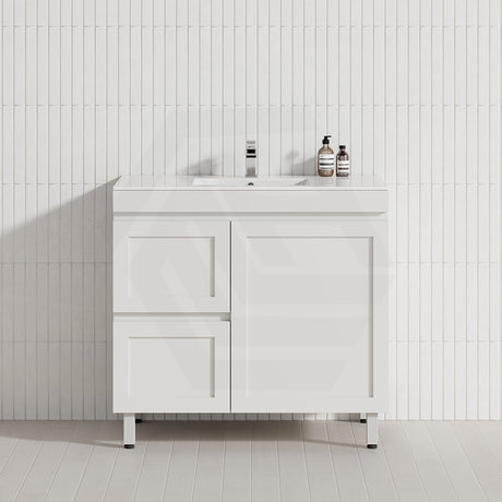 Miami 900mm Matt White Plywood Freestanding Vanity with Legs