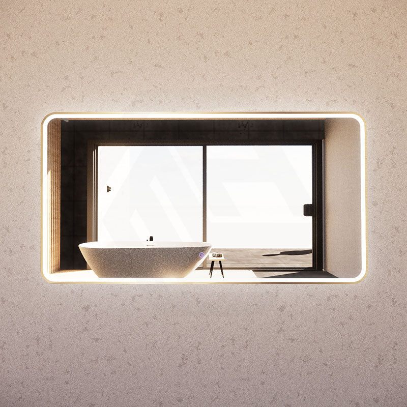 750/800/900/1200Mm Rectangle Gold Framed Led Mirror Touch Sensor Horizontal/Vertical Installation