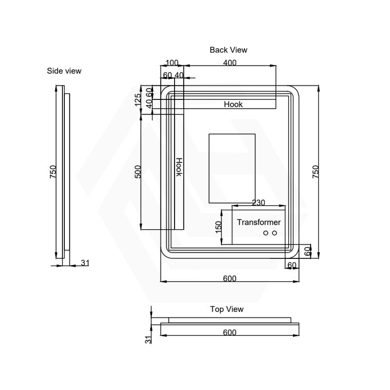 750/800/900/1200Mm Rectangle Gold Framed Led Mirror Touch Sensor Horizontal/Vertical Installation