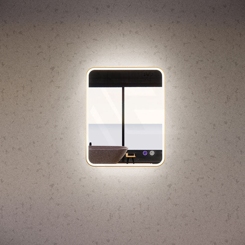 750/800/900/1200Mm Rectangle Gold Framed Led Mirror Touch Sensor Horizontal/Vertical Installation